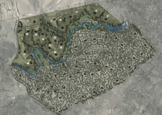 A map showing the location of a golf course.